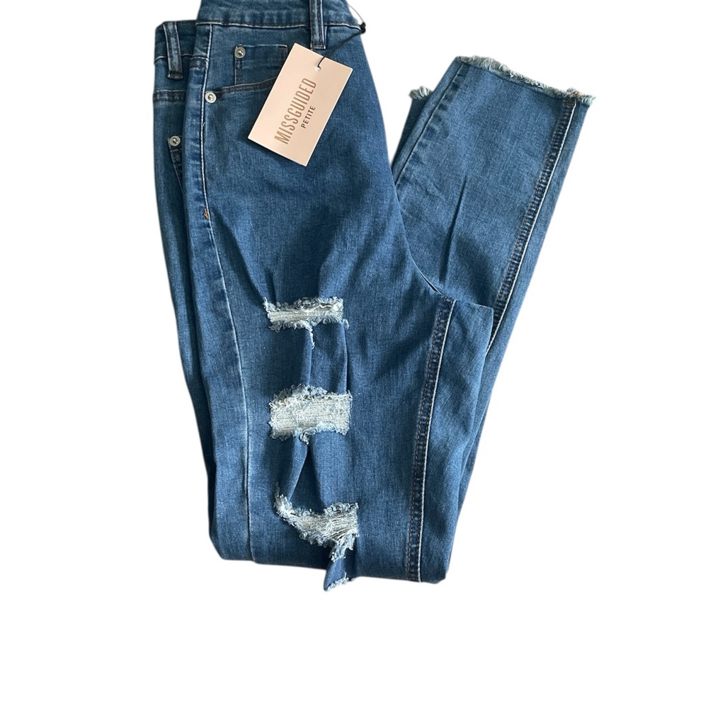 NWT Missguided Classic Blue Ripped Straight Leg Jeans